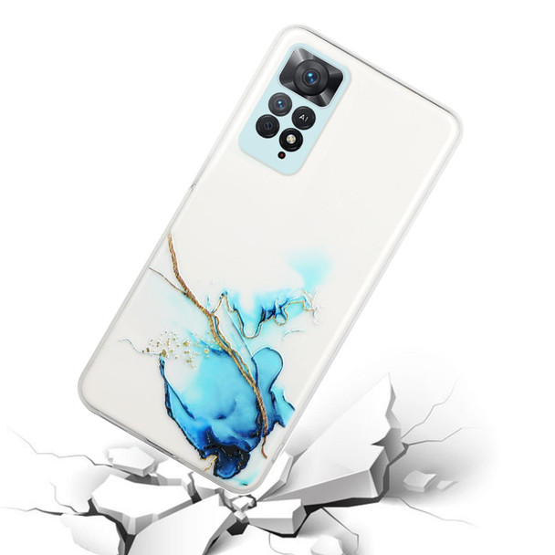 Xiaomi Redmi Note 11 Pro Foreign Version Hollow Marble Pattern TPU Precise Hole Phone Case(Blue)