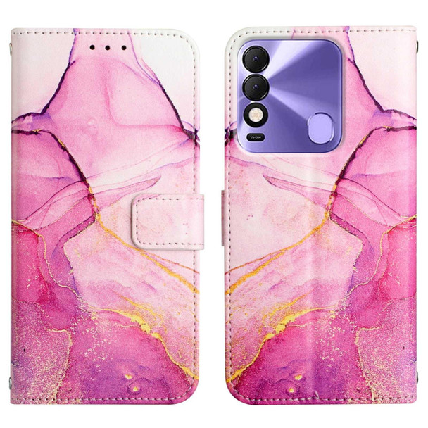 Tecno Spark 8 PT003 Marble Pattern Flip Leather Phone Case(Pink Purple Gold LS001)