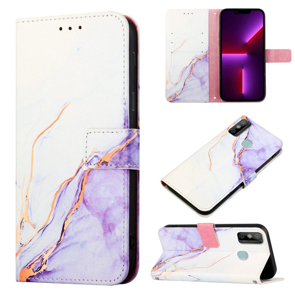 Tecno Spark 6 Go PT003 Marble Pattern Flip Leather Phone Case(White Purple LS006)