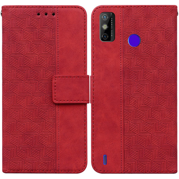 Tecno Spark Go 2020 / Spark 6 Go Geometric Embossed Leather Phone Case(Red)