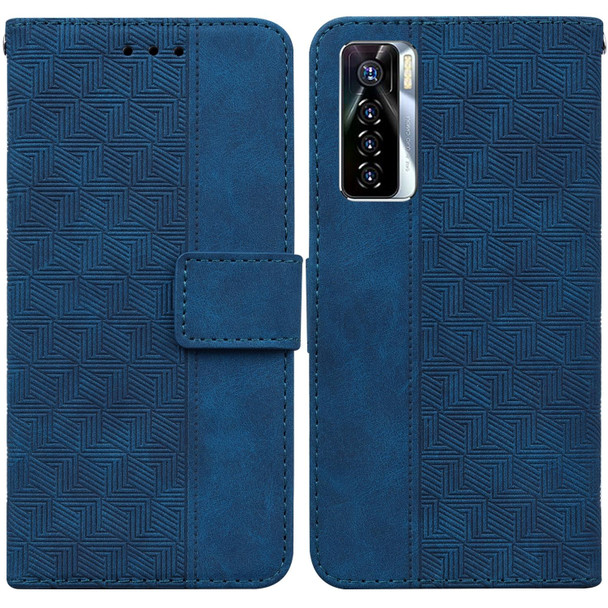 Tecno Camon 17 Pro Geometric Embossed Leather Phone Case(Blue)