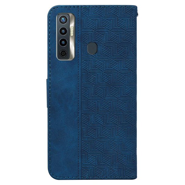 Tecno Camon 17 Geometric Embossed Leather Phone Case(Blue)