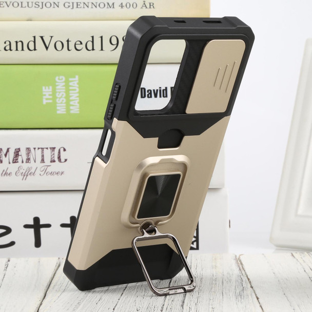 Xiaomi Redmi Note 11 5G China / Poco M4 Pro 5G Sliding Camera Cover Design PC + TPU Shockproof Phone Case(Gold)