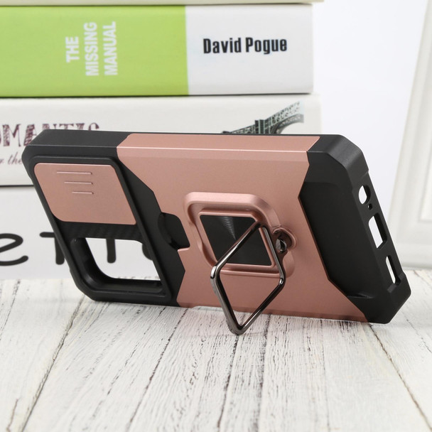 Xiaomi Redmi Note 11 5G China / Poco M4 Pro 5G Sliding Camera Cover Design PC + TPU Shockproof Phone Case(Rose Gold)