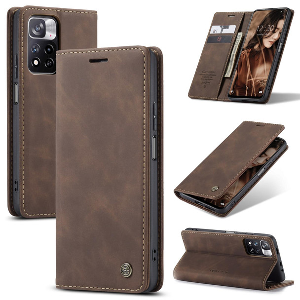 Xiaomi Redmi Note 11 Pro 5G / Redmi Note 11 Pro+ 5G CaseMe 013 Multifunctional Horizontal Flip Leather Phone Case(Coffee)