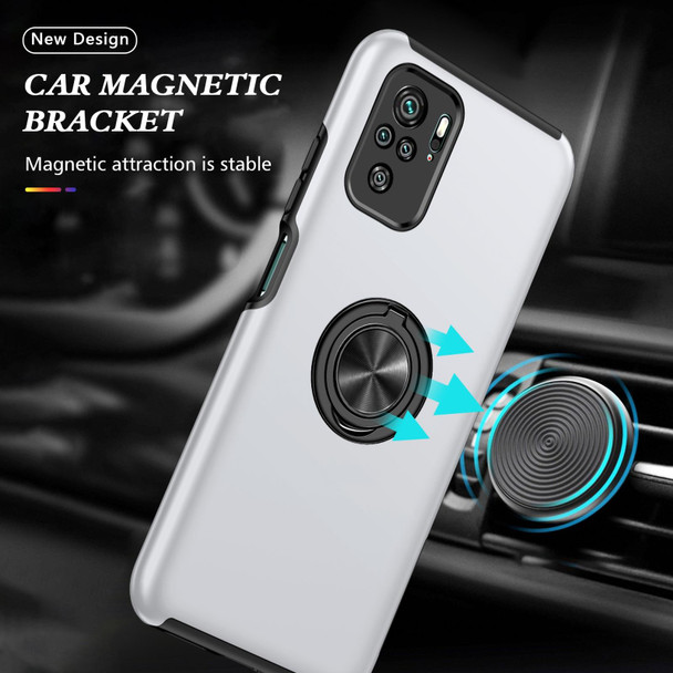 Xiaomi Redmi Note 10 4G PC + TPU Shockproof Magnetic Phone Case with Invisible Ring Holder(Silver)