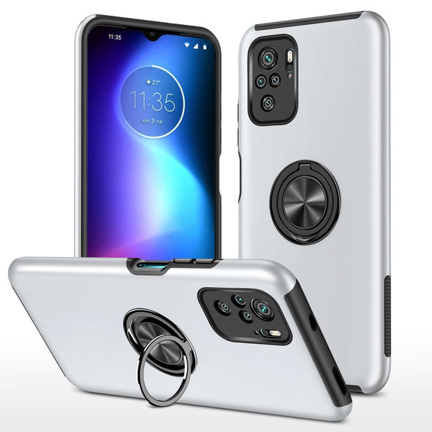 Xiaomi Redmi Note 10 4G PC + TPU Shockproof Magnetic Phone Case with Invisible Ring Holder(Silver)