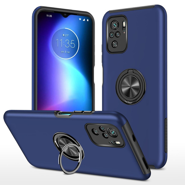 Xiaomi Redmi Note 10 4G PC + TPU Shockproof Magnetic Phone Case with Invisible Ring Holder(Blue)