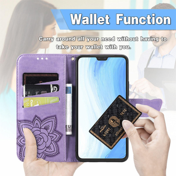 vivo S7 Butterfly Love Flower Embossed Horizontal Flip Leather Case with Holder & Card Slots & Wallet & Lanyard(Light Purple)