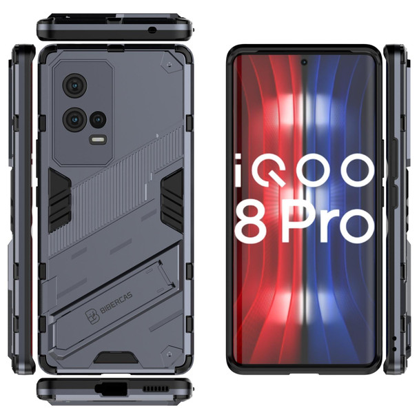 vivo iQOO 8 Pro Punk Armor 2 in 1 PC + TPU Shockproof Case with Invisible Holder(Grey)