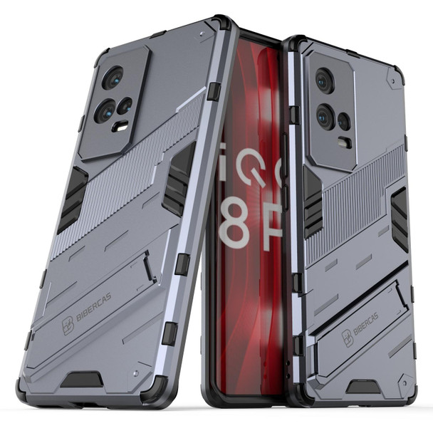 vivo iQOO 8 Pro Punk Armor 2 in 1 PC + TPU Shockproof Case with Invisible Holder(Grey)