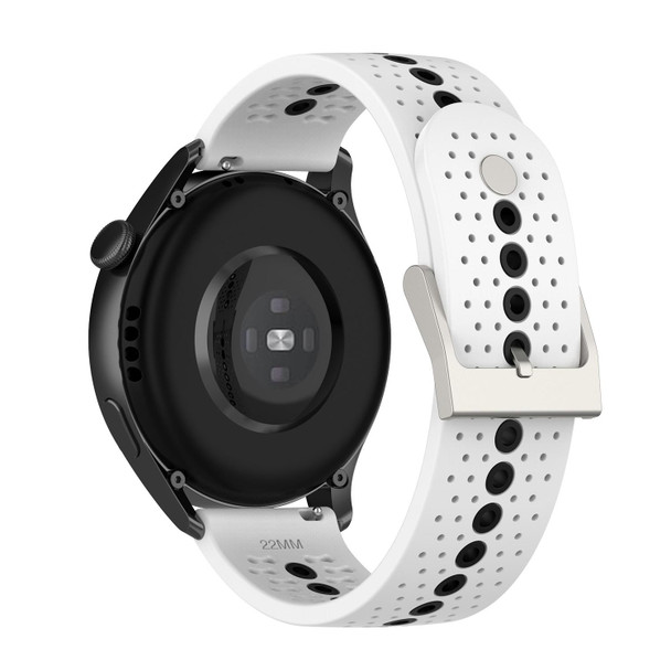 22mm Universal Colorful Hole Silicone Watch Band(White Black)
