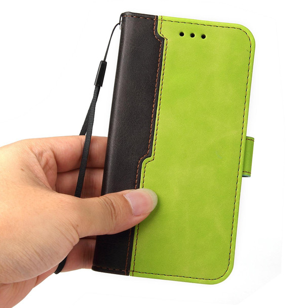 Business Stitching-Color Horizontal Flip PU Leatherette Case with Holder & Card Slots & Photo Frame - Tecno Spark 6 Go(Green)