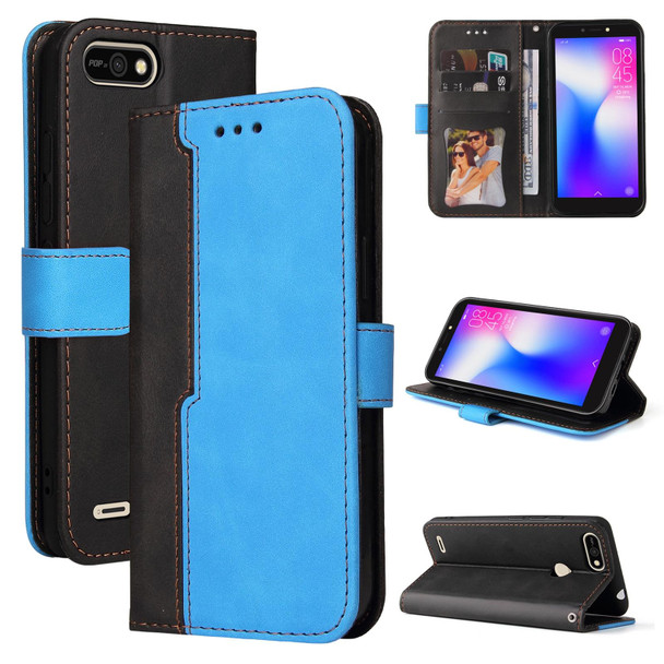 Business Stitching-Color Horizontal Flip PU Leatherette Case with Holder & Card Slots & Photo Frame - Tecno Pop 2 F / Pop 2 Power / Itel P13 B1F(Blue)