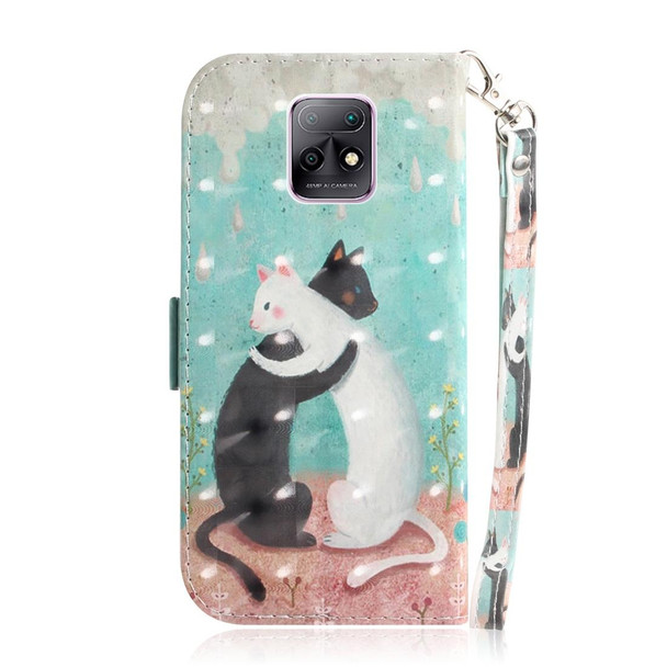 Xiaomi Redmi 10X 5G 3D Painted Pattern Magnetic Attraction Horizontal Flip Leather Case with Holder & Card Slot & Wallet & Lanyard(Black White Cat)