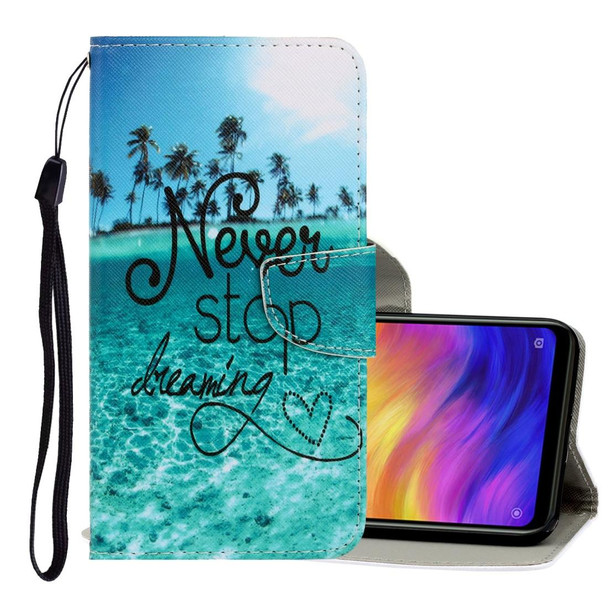 Xiaomi Redmi Note 7 3D Colored Drawing Horizontal Flip PU Leather Case with Holder & Card Slots & Wallet(Blue Coconut Grove)