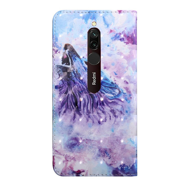 Xiaomi Redmi 8 3D Painting Pattern Coloured Drawing Horizontal Flip TPU + PU Leather Case with Holder & Card Slots & Wallet(Roaring Wolf)