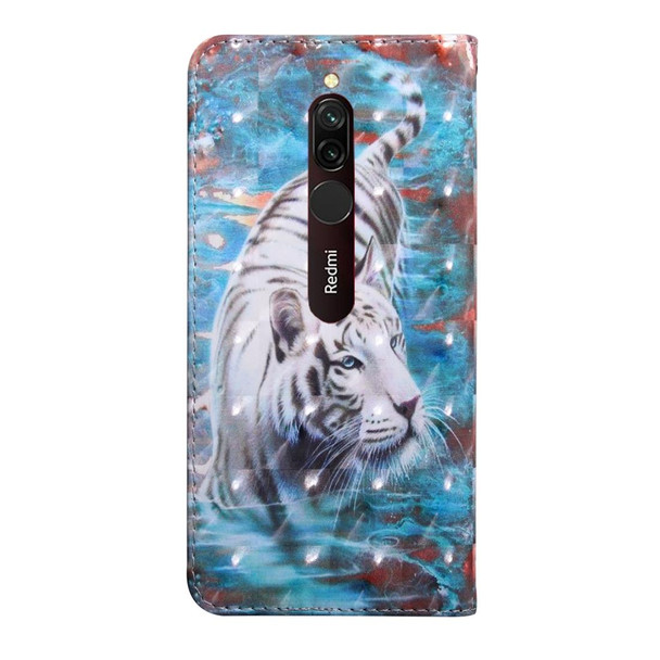 Xiaomi Redmi 8 3D Painting Pattern Coloured Drawing Horizontal Flip TPU + PU Leather Case with Holder & Card Slots & Wallet(Tiger)