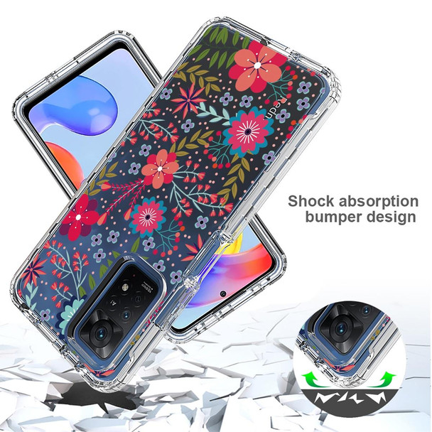 Xiaomi Redmi Note 11 Pro PC+TPU Transparent Painted Phone Case(Small Floral)