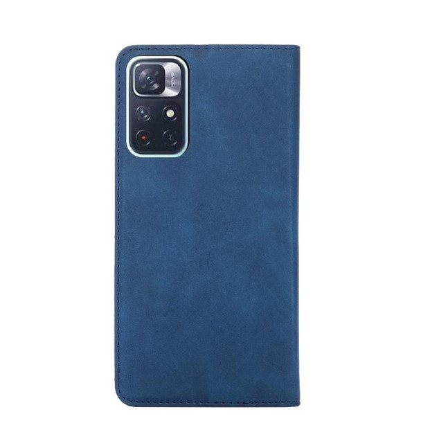 Xiaomi Redmi Note 11 5G/Xiaomi Poco M4 Pro 5G Skin Feel Magnetic Flip Leather Phone Case(Blue)