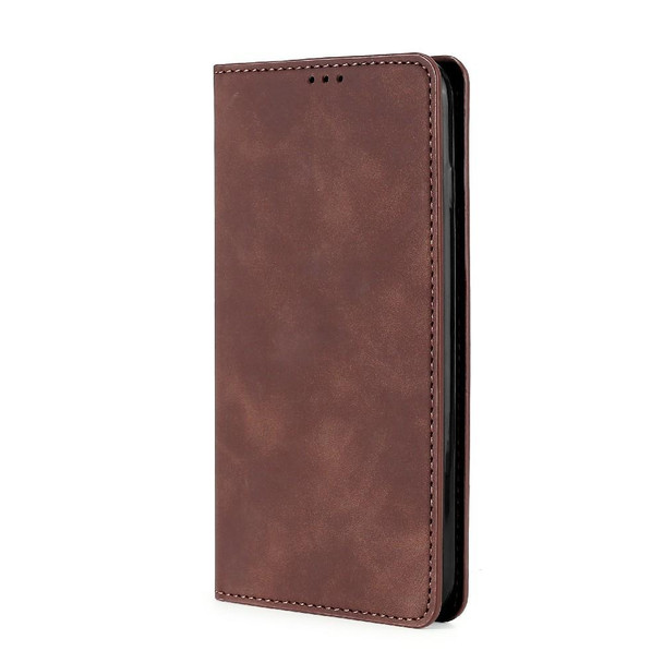 vivo S10/S10 Pro Skin Feel Magnetic Horizontal Flip Leather Phone Case(Dark Brown)