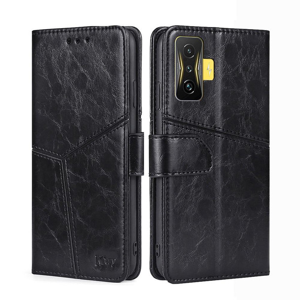 Xiaomi Redmi K50 Gaming / Poco F4 GT Geometric Stitching Horizontal Flip Leather Phone Case(Black)