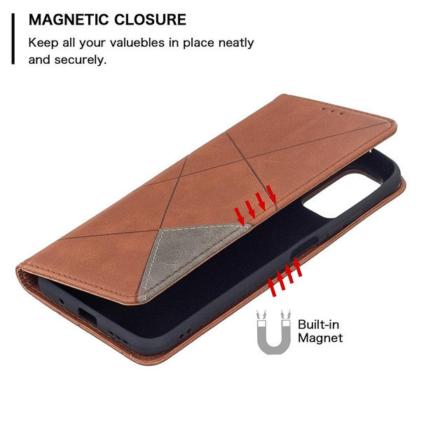 Xiaomi Poco M3 Pro / Redmi Note 10 5G Rhombus Texture Horizontal Flip Magnetic Leather Case with Holder & Card Slots(Brown)