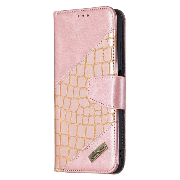 Xiaomi Poco M3 Pro / Redmi Note 10 5G Matching Color Crocodile Texture Horizontal Flip PU Leather Case with Wallet & Holder & Card Slots(Rose Gold)