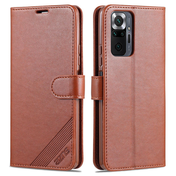 Xiaomi Redmi Note 10 Pro AZNS Sheepskin Texture Horizontal Flip Leather Case with Holder & Card Slots & Wallet(Brown)