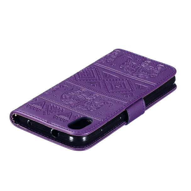 Xiaomi Redmi 7A Elephant Embossing Horizontal Flip Leather Case with Holder & Card Slots & Wallet & Lanyard(Purple)