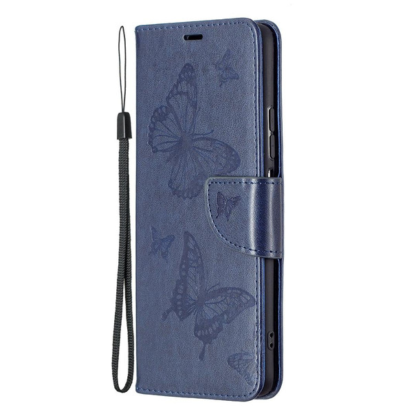 Xiaomi Mi 11i / Poco F3 / Redmi K40 Two Butterflies Embossing Pattern Horizontal Flip Leather Case with Holder & Card Slot & Wallet & Lanyard(Dark Blue)