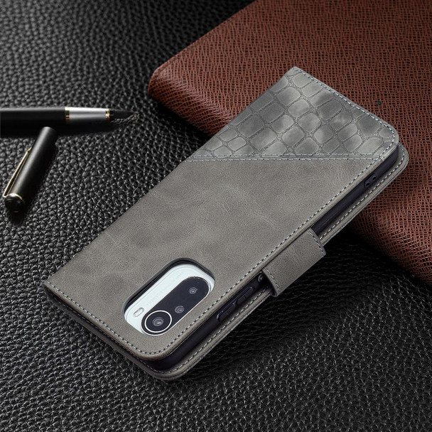 Xiaomi Mi 11i / Poco F3 / Redmi K40 Matching Color Crocodile Texture Horizontal Flip PU Leather Case with Wallet & Holder & Card Slots(Gray)