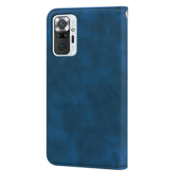 Xiaomi Redmi Note 10 Pro Frosted Business Magnetic Horizontal Flip PU Leather Case with Holder & Card Slot & Lanyard(Blue)