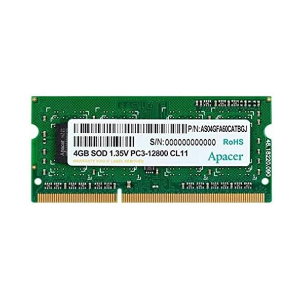 Apacer DDR3 4GB 1600 MHz SO-DIMM Memory, Retail Box , Limited Lifetime warranty