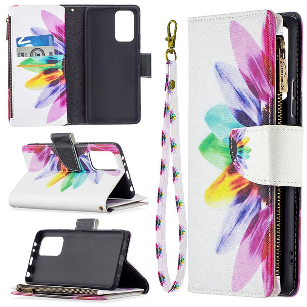 Xiaomi Redmi Note 10 Pro Colored Drawing Pattern Zipper Horizontal Flip Leather Case with Holder & Card Slots & Wallet(Sun Flower)