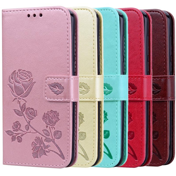 Xiaomi Redmi 9T Rose Embossed Horizontal Flip PU Leather Case with Holder & Card Slots & Wallet(Rose Gold)