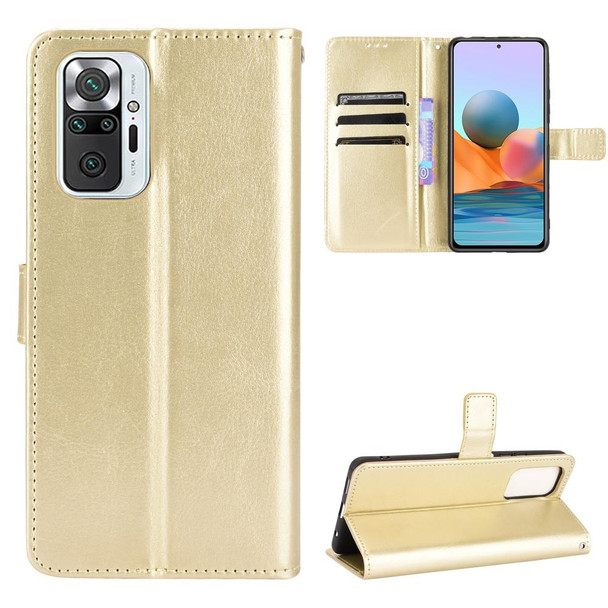 Xiaomi Redmi Note 10 Pro / Note 10 Pro Max Retro Crazy Horse Texture Horizontal Flip Leather Case with Holder & Card Slots & Photo Frame(Gold)
