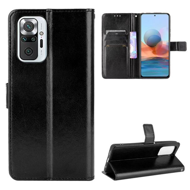 Xiaomi Redmi Note 10 Pro / Note 10 Pro Max Retro Crazy Horse Texture Horizontal Flip Leather Case with Holder & Card Slots & Photo Frame(Black)