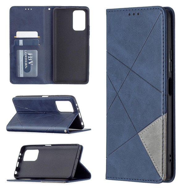Xiaomi Redmi Note 10 Pro Rhombus Texture Horizontal Flip Magnetic Leather Case with Holder & Card Slots(Blue)