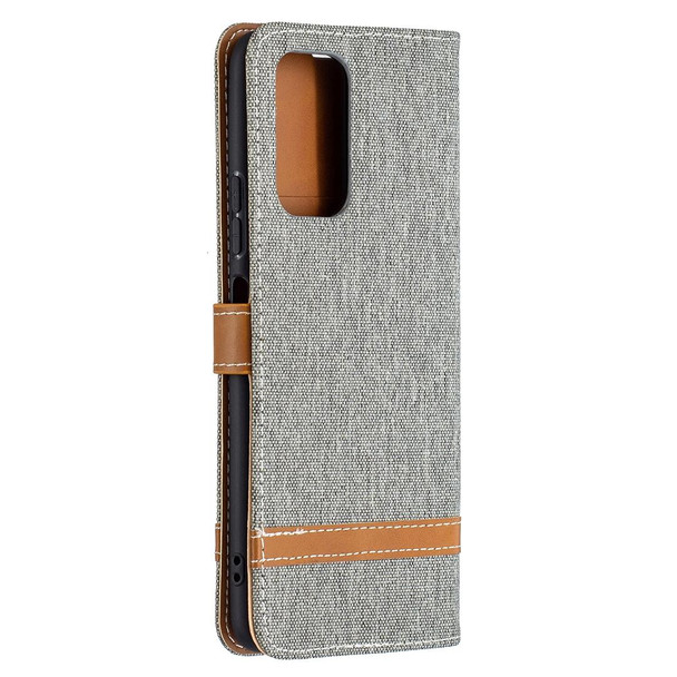 Xiaomi Redmi Note 10 Pro Color Matching Denim Texture Horizontal Flip Leather Case with Holder & Card Slots & Wallet & Lanyard(Grey)
