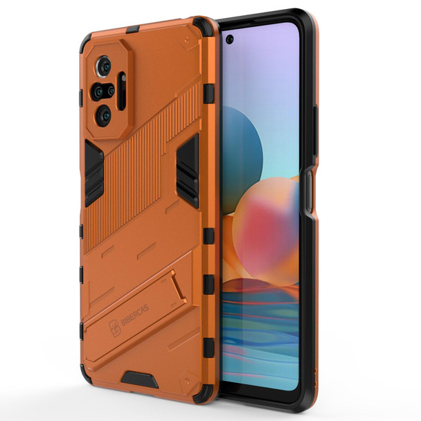 Xiaomi Redmi Note 10 Pro Punk Armor 2 in 1 PC + TPU Shockproof Case with Invisible Holder(Orange)