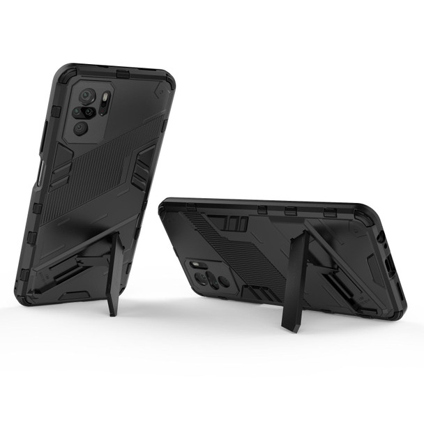 Xiaomi Redmi Note 10 Punk Armor 2 in 1 PC + TPU Shockproof Case with Invisible Holder(Black)