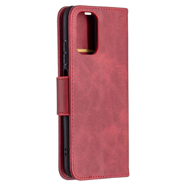 Xiaomi Redmi Note 10 4G / Note 10S Retro Lambskin Texture Pure Color Horizontal Flip PU Leather Case with Holder & Card Slots & Wallet & Lanyard(Red)