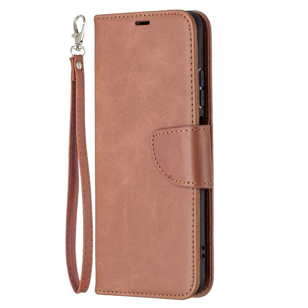 Xiaomi Redmi Note 10 4G / Note 10S Retro Lambskin Texture Pure Color Horizontal Flip PU Leather Case with Holder & Card Slots & Wallet & Lanyard(Brown)