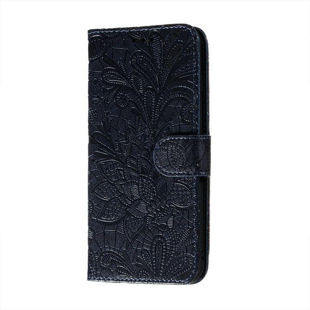 Xiaomi Redmi Note 10 Pro Lace Flower Embossing Pattern Horizontal Flip Leather Case with Holder & Card Slots & Wallet & Photo Frame(Dark Blue)