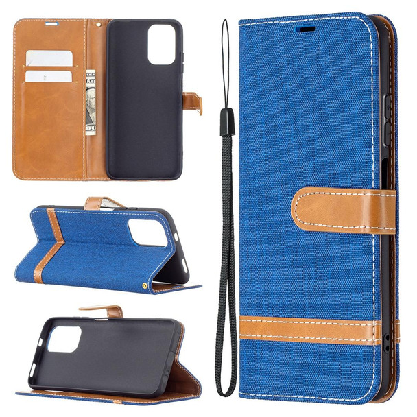 Xiaomi Redmi Note 10 4G / Note 10S Color Matching Denim Texture Horizontal Flip Leather Case with Holder & Card Slots & Wallet & Lanyard(Royal Blue)