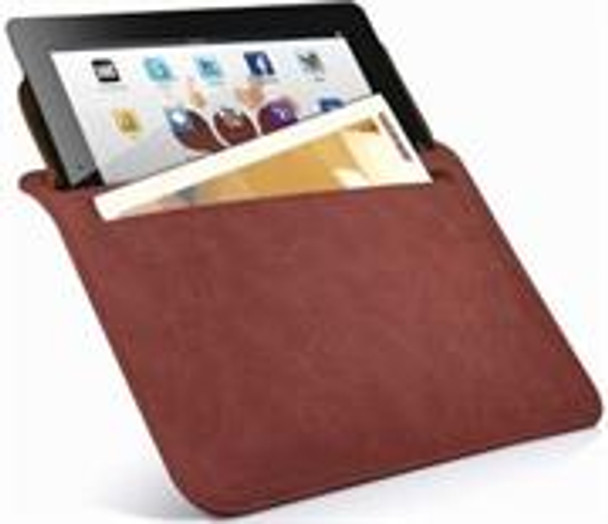 Promate iSleeve.2 iPad premium protective horizontal shamwa leather case with extra pocket,Flip cover magnetic lock for device loading security,Slim and classic horizontal cover-up,Colour:Brown , Retail Box, 1 Year Warranty