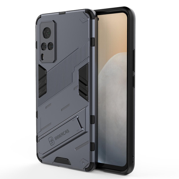 Punk Armor 2 in 1 PC + TPU Shockproof Case with Invisible Holder - vivo X60 5G(Grey)