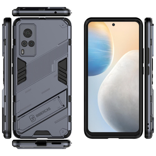 Punk Armor 2 in 1 PC + TPU Shockproof Case with Invisible Holder - vivo X60 5G(Grey)