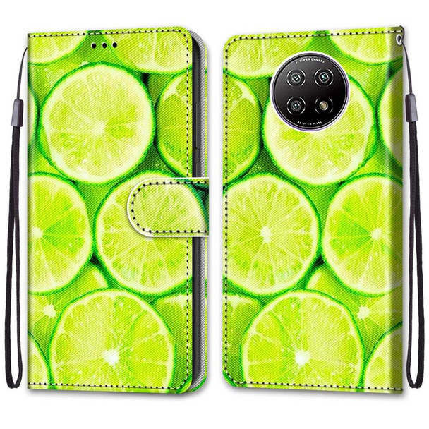 Xiaomi Redmi Note 9 5G / Note 9T Coloured Drawing Cross Texture Horizontal Flip PU Leather Case with Holder & Card Slots & Wallet & Lanyard(Green Lemon)